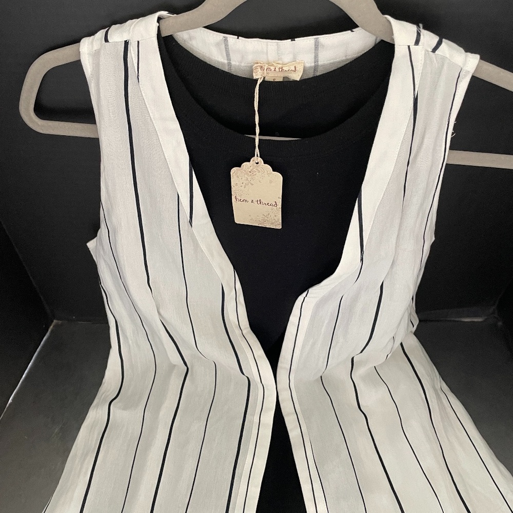 Hem & Thread Linen Sleeveless Cardigan